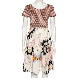 Weekend Max Mara Multicolored Cotton Abstract & Geometric Printed Dress M