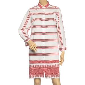 Weekend Max Mara White-Red Printed Cotton Short Shirt Dress L