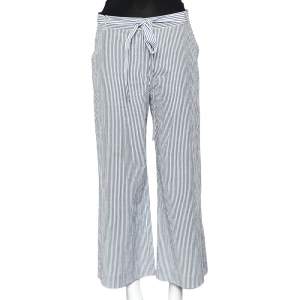 Weekend Max Mara Blue & White Striped Cotton Belted Culottes M