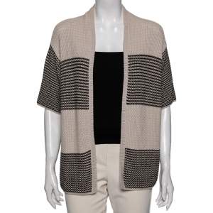 Weekend Max Mara Beige and Brown Striped Chunky Knit Cardigan M