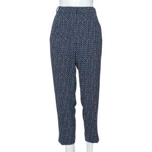 Weekend Max Mara Blue Printed Crepe Tailored Trousers M