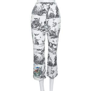Weekend Max Mara White Printed Cotton Embroidered Detailed Pants L