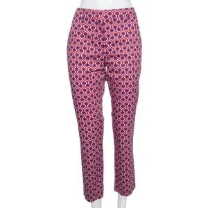 Weekend Max Mara Red Maze Printed Cotton Poplin Trousers M