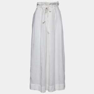 Weekend Max Mara White Linen Pleated Maxi Skirt M