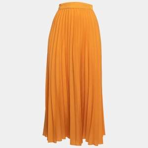 Weekend Max Mara Mustard Yellow Plisse Midi Skirt M