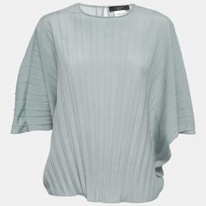 Weekend Max Mara Pale Blue Plisse Oversized Top M