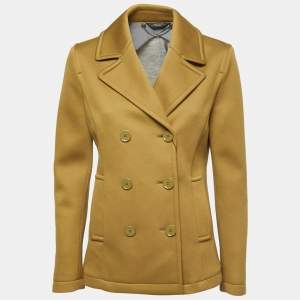 Weekend Max Mara Olive Green Neoprene Double-Breasted Coat M
