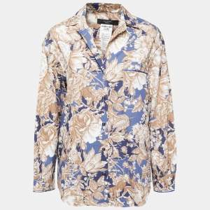 Weekend Max Mara Blue Floral Printed Cotton Shirt S
