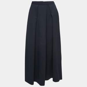 Weekend Max Mara Navy Blue Wool Pleated Maxi Skirt XS