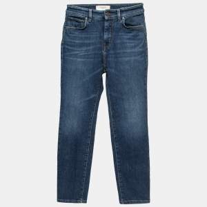 Weekend Max Mara Blue Denim High Waist Cropped Cigarette Jeans S Waist 26"