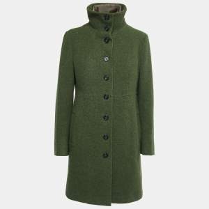 Weekend Max Mara Green Wool Single Breasted Mid-Length Coat M