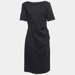Weekend Max Mara Black Knit Ruch Detail Midi Dress S