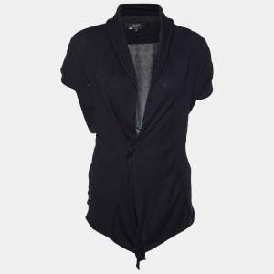 Weekend Max Mara Black Knit Open Front Asymmetric Cardigan M
