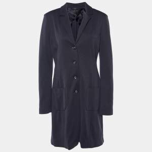 Weekend Max Mara Navy Blue Jersey Mid Length Coat L