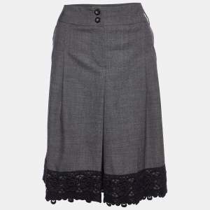 Weekend Max Mara Charcoal Grey Wool & Lace Detail Mini Skirt M