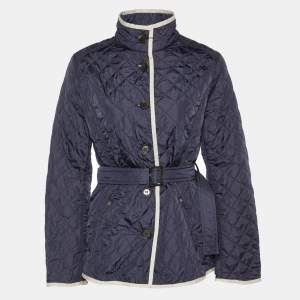 Weekend Max Mara Navy Blue Quilted Button Front Jacket M
