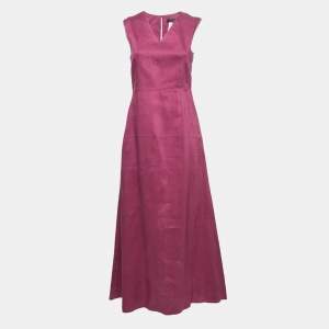 Weekend Max Mara Pink Linen Blend Sleeveless A-Line Maxi Dress M