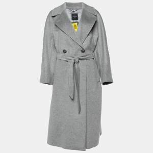 Weekend Max Mara Grey Wool Double Breasted Belted Coat L