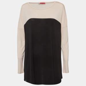 Weekend Max Mara Pink/Black Colorblocked Jersey Top M