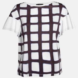 Weekend Max Mara White Check Print Cotton Top XL