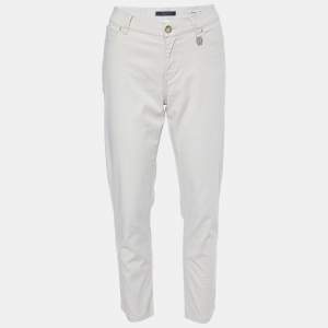Pre Owned Weekend Max Mara Cream Cotton Straight-Leg Pants M