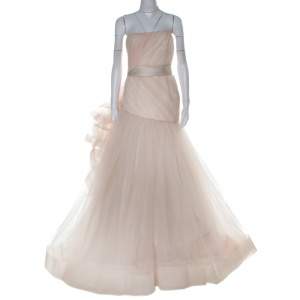 White By Vera Wang Blush and Cream Tulle Wedding Dress S