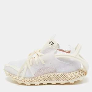 Y-3 White Knit Fabric Runner 4D Exo Low Top Sneakers Size 38