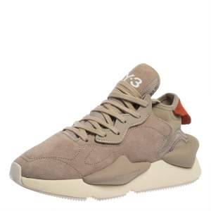 Y-3 Kaiwa Beige Suede Lace Up Sneakers Size 38.5