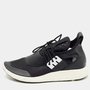 Y-3 Black Leather and Nylon Qasa Elle Sneaker Size 38