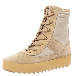 Yeezy Light Brown Canvas and Suede Season 3 Rock Military Boots Size 37