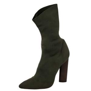 Yeezy  Season 2  Green Fabric Pointed Toe Sock Boots Size 38