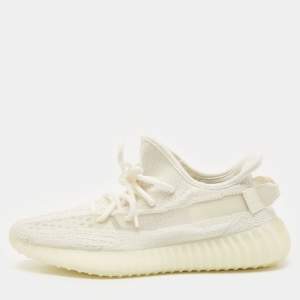 Yeezy x Adidas White Knit Fabric Boost 350 V2 Bone Sneakers Size 40 2/3