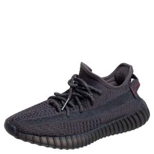 Pre Owned Yeezy x adidas Black Knit Fabric 350 V2 Static Low Top Sneakers Size 37 1/3