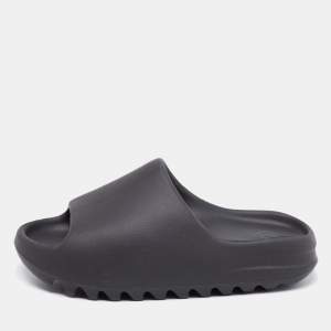 Pre Owned Yeezy x Adidas Black Rubber Onyx Flat Slides Size 37