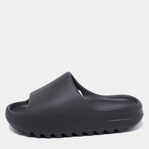 Pre Owned Yeezy x adidas Black Rubber Onyx Flat Slides Size 38 