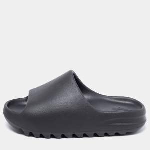 Pre Owned Yeezy x adidas Black Rubber Onyx Flat Slides Size 39