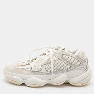 Pre Owned Yeezy x Adidas White/Grey Suede and Fabric  Yeezy 500 Sneakers Size 38
