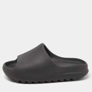 Pre Owned Yeezy x Adidas Black Rubber Onyx Flat Slides Size 38