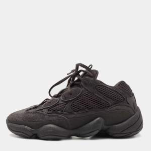Pre Owned Yeezy x Adidas Black Mesh and Suede Boost 500 Utility Black Sneakers Size 38 2/3