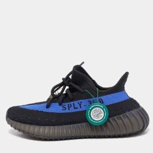 Yeezy x Adidas Navy Blue/Black Knit Fabric Boost 350 V2 Sneakers Size 38