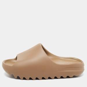 Pre Owned Yeezy x Adidas Brown Rubber Earth Slides Size 38