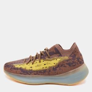 Pre Owned Yeezy x Adidas Brown/Yellow Knit Fabric Boost 380 Imnte Sneakers Size 44.5