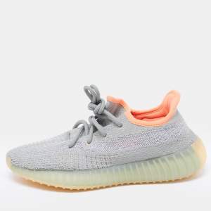 Pre Owned Yeezy x Adidas Grey  Knit Fabric Boost 350-v2 desert sage Sneakers Size 38
