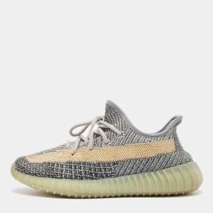 Pre Owned Yeezy x Adidas Blue Knit Fabric Boost 350 V2 Ash Blue Sneakers Size 38 2/3