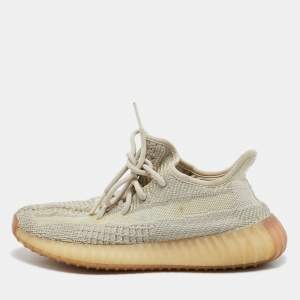 Yeezy x adidas Beige/Grey Knit Fabric Boost 350 V2 Citrin Sneakers Size 371/3