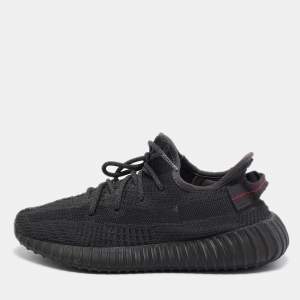 Pre Owned Yeezy x Adidas Black Mesh and Fabric Boost 350 V2 Black Sneakers Size 40