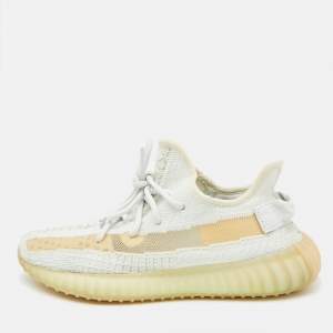 Yeezy x Adidas Blue/White Knit Fabric Boost 350 V2 Cloud White Non-Reflective Sneakers 39 1/3