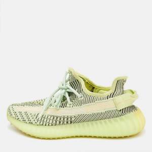 Pre Owned Yeezy x Adidas Green Knit Fabric Boost 350 V2 Yeezreel (non reflective) Sneakers Size 38