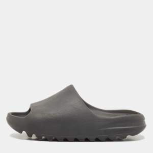 Yeezy x Adidas Black Rubber Dark Onyx Flat Slides Size 40.5