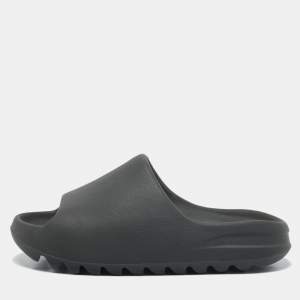 Yeezy x Adidas Black Rubber Onyx Flat Slides Size 39